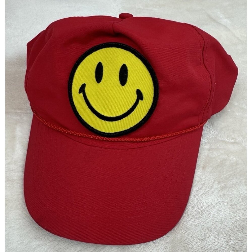 AVIATOR NATION Smiley Vintage Trucker Hat Snap Back Red One Size Retro